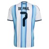 Maillot Argentine De Paul 7 Enfant Domicile Coupe du Monde 2026