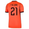 Maillot Hollande Frenkie de Jong 21 Enfant Domicile Coupe du Monde 2026