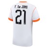 Maillot Hollande Frenkie de Jong 21 Exterieur Coupe du Monde 2026 Maillot Hollande Frenkie de Jong 21 Exterieur Coupe du Monde 2026
